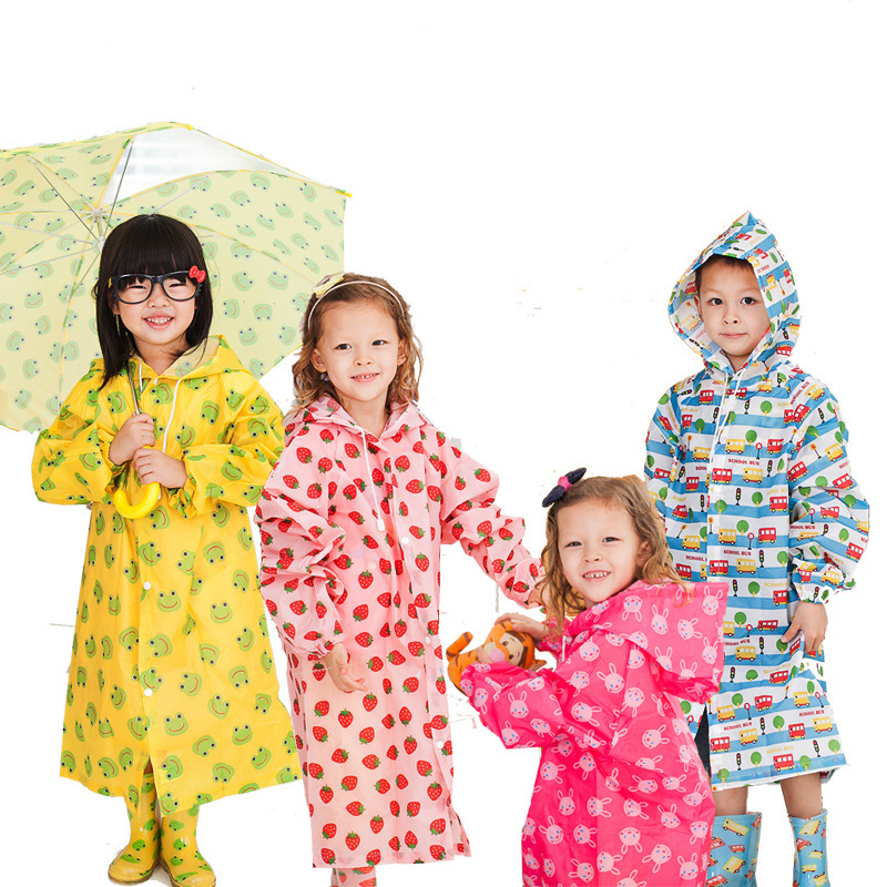 Happyfun Thin Cartoon Printed Young Children Student Raincoat Poncho Rain Gear