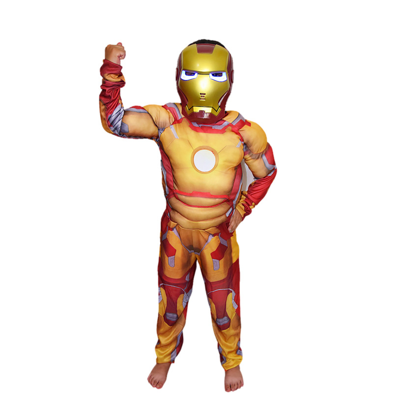 万圣节儿童钢铁侠衣服 蓝色肌肉款 无肌肉款套装