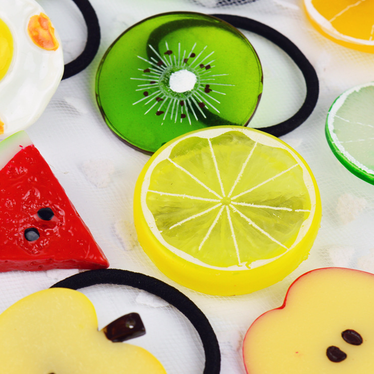 森系发饰软妹发夹水果发圈西瓜发夹柠檬小清新水果柠檬发夹