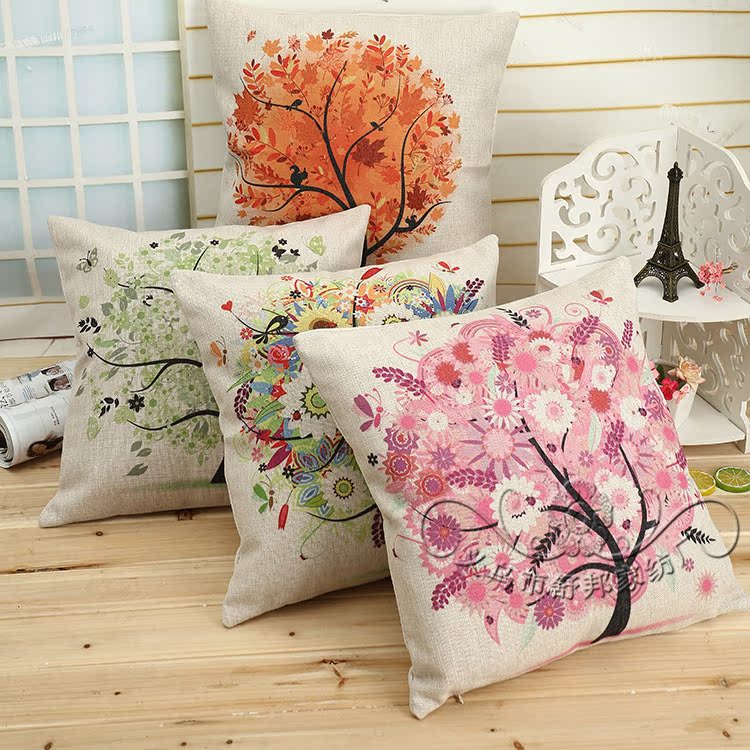 数码印花重磅棉麻动物简约色调靠垫抱枕套