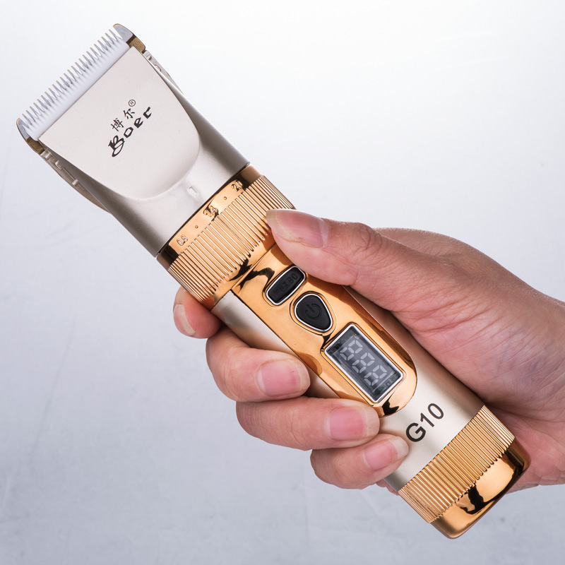 博尔发廊新款成人电动理发器液晶电推剪充家用剃头刀电推子剃发器