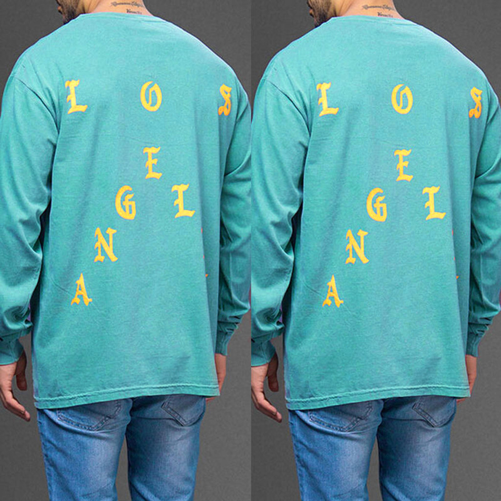 kanye 爆款 i feel like pablo 圆领长袖印花情侣款t恤 tl8244