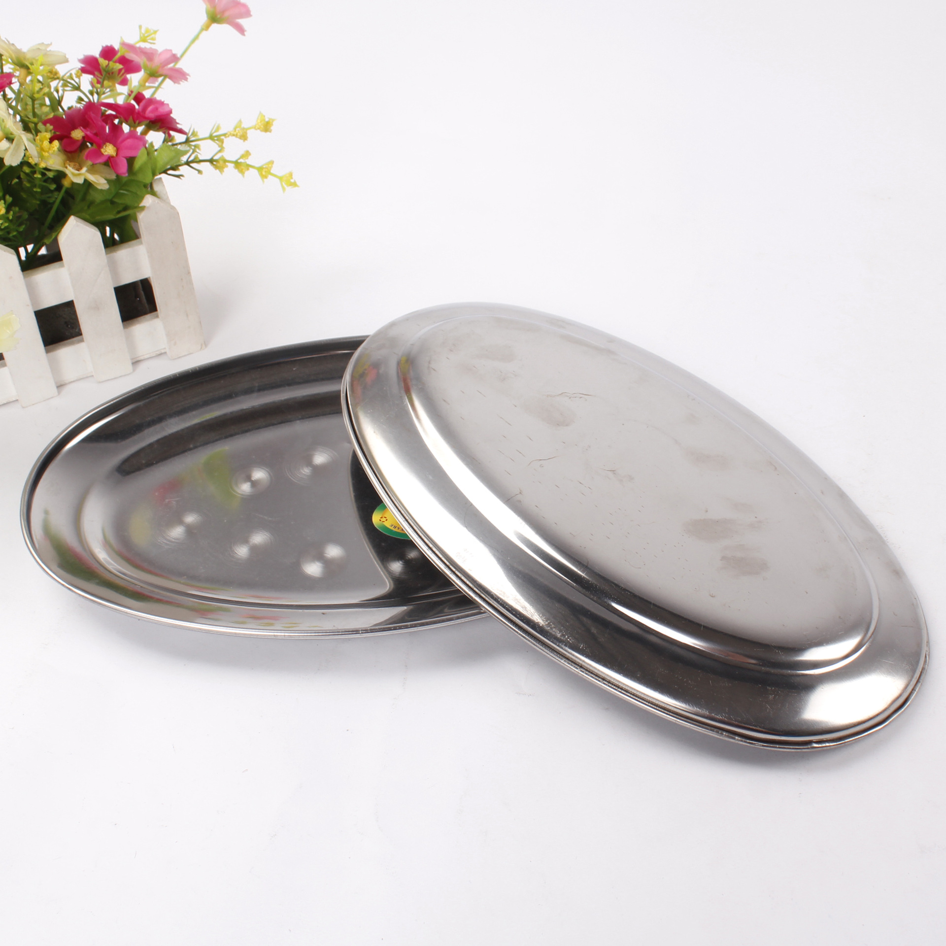 不锈钢加厚盘子 饭菜盘子 鱼盘碟子 批发一元两元店 厂家直销