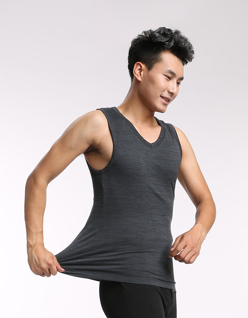 2016新款双层男士背心加绒加厚男保暖马甲贴身棉保暖打底内衣v领