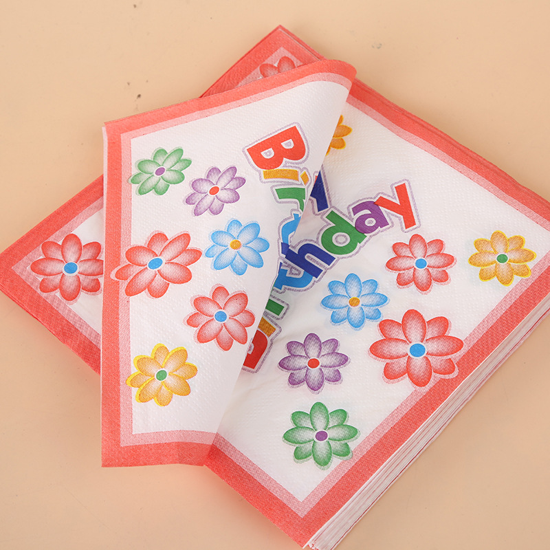 外贸可爱卡通儿童派对印花餐巾纸 环保双层一次性纸巾厂家批发