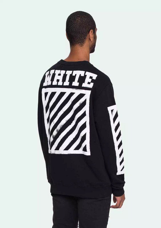 嘻哈2016秋冬新款 white off 条纹套头卫衣 嘻哈潮男圆领长袖外套加绒