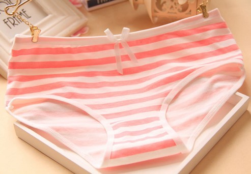 小清新条纹控海军风蝴蝶结可爱女式内裤学生女士全棉短内裤女批发