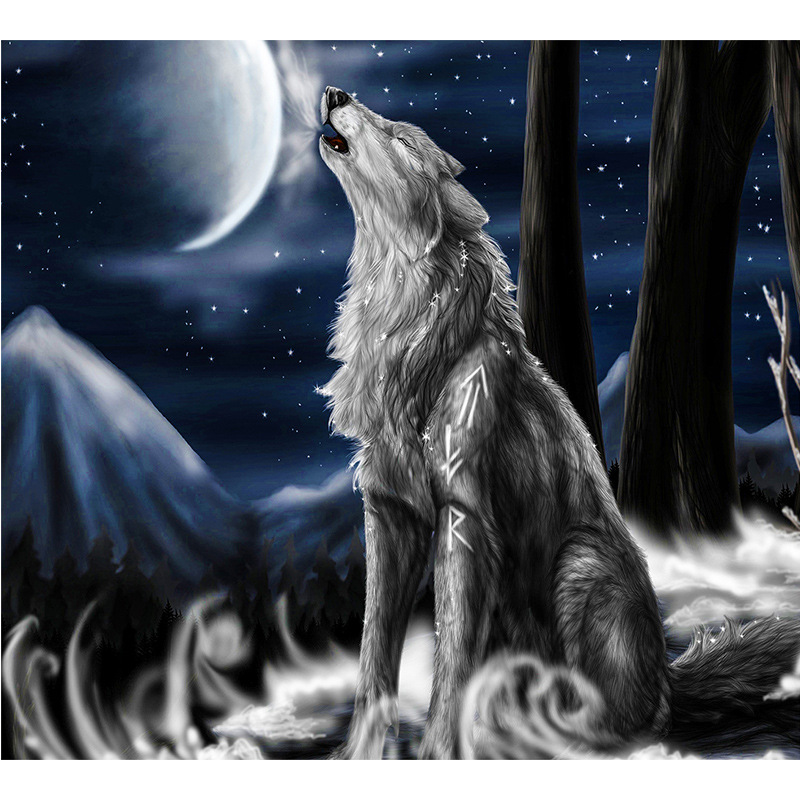 钻石画diy暗夜魔狼2.8尖顶圆满钻绣 客厅装饰 新款图片厂家定做