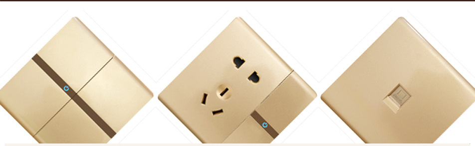 朗鹤2016新款家用开关大板香槟金金色开关单开开关五孔插座.