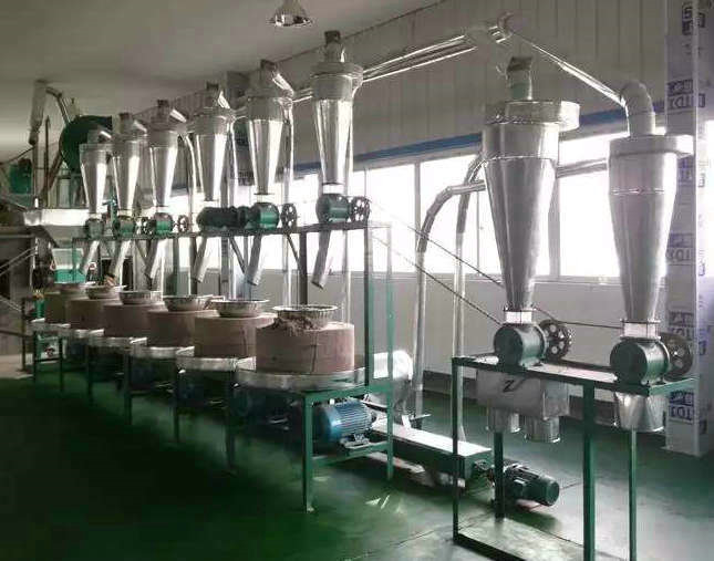 六机组石磨面粉机 电动石磨机组 成套面粉加工机械 兴达粮机