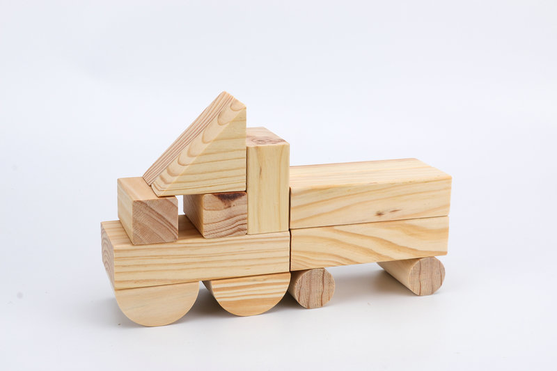 构建区幼教实心积木 原木制实木建构儿童幼儿园搭建玩具138片
