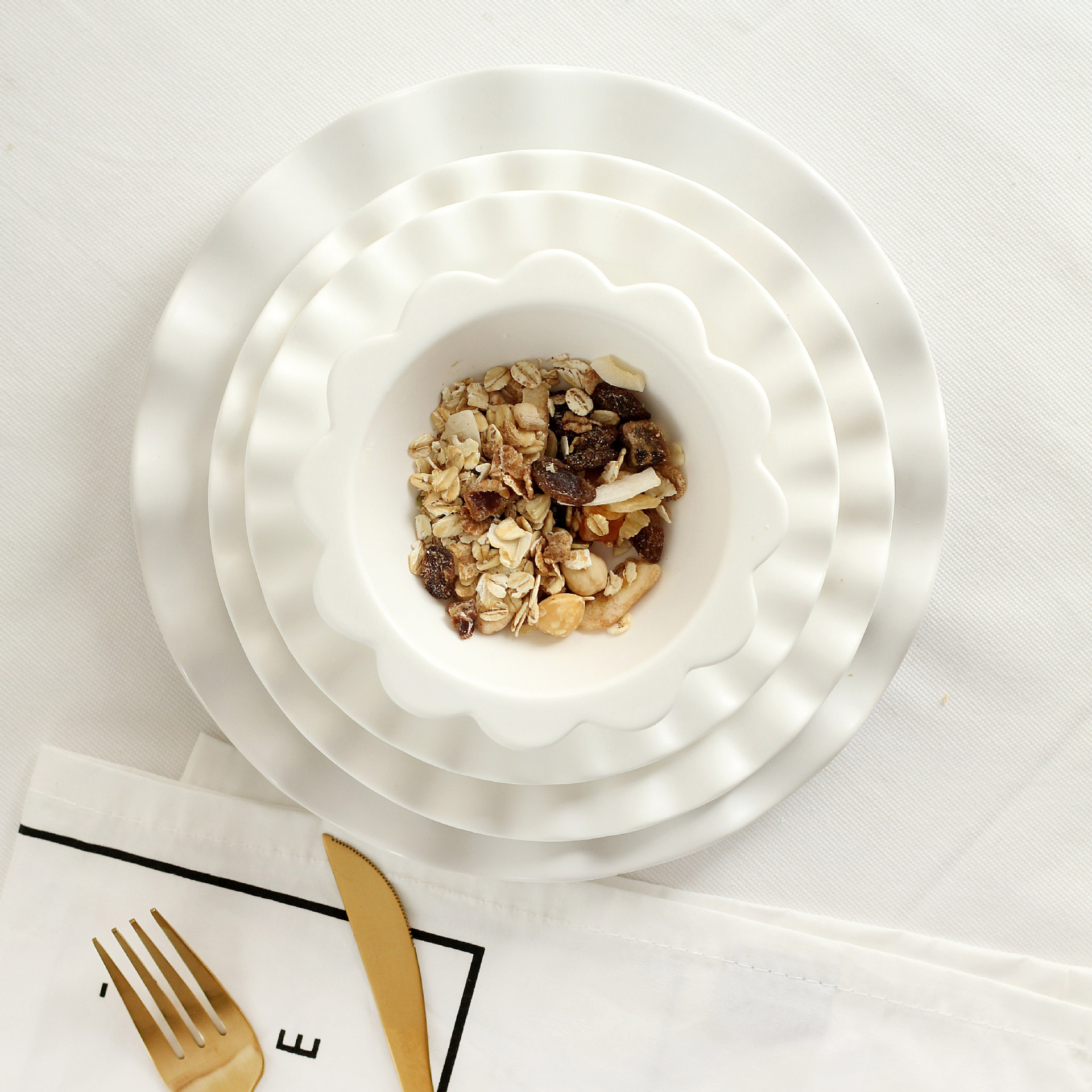 北欧风 小清新花边色釉哑光陶瓷盘子 6英寸 磨砂唯美陶瓷餐盘