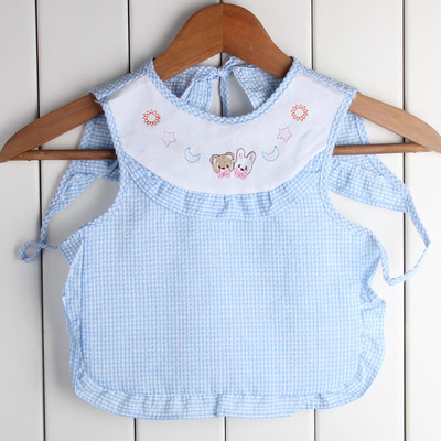 厂家宝宝围裙 口水兜 婴儿吃饭兜泡泡纱 儿童防水围嘴围兜