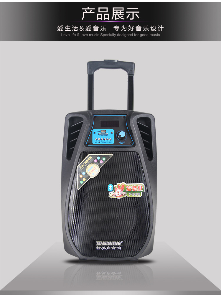 特美声sl8-02广场舞带蓝牙户外音响电瓶移动拉杆广场大功率音箱