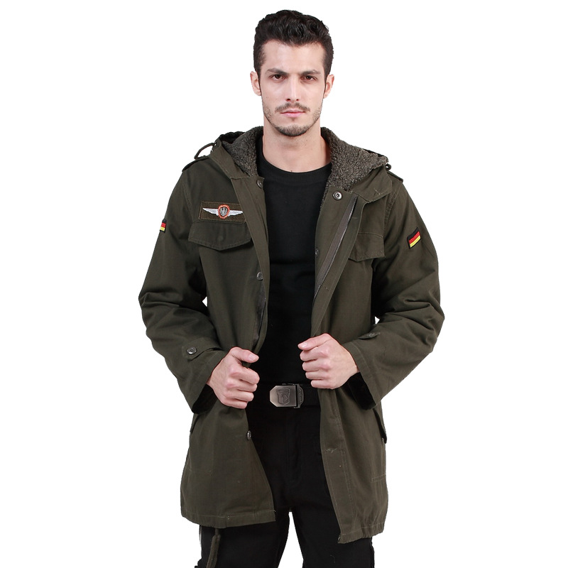 军野行户外军迷男装 德国候 德军两穿纯棉驼绒大衣