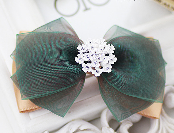 发饰蝴蝶结发夹批发 布艺盘发女头饰品头花韩版手工发卡