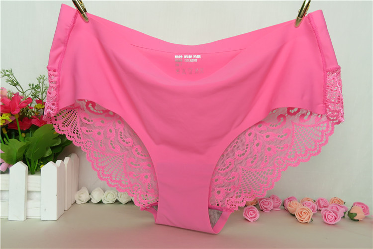 厂家直销 冰丝蕾丝边内裤女无痕 中腰透气三角裤女士情趣内裤