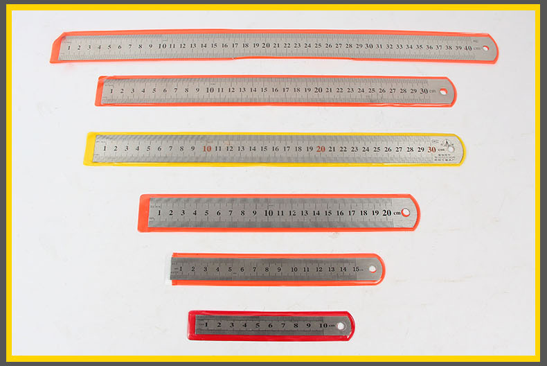 办公尺子专业加工10cm-20cm 标准不锈钢板尺子直尺双面办公钢尺