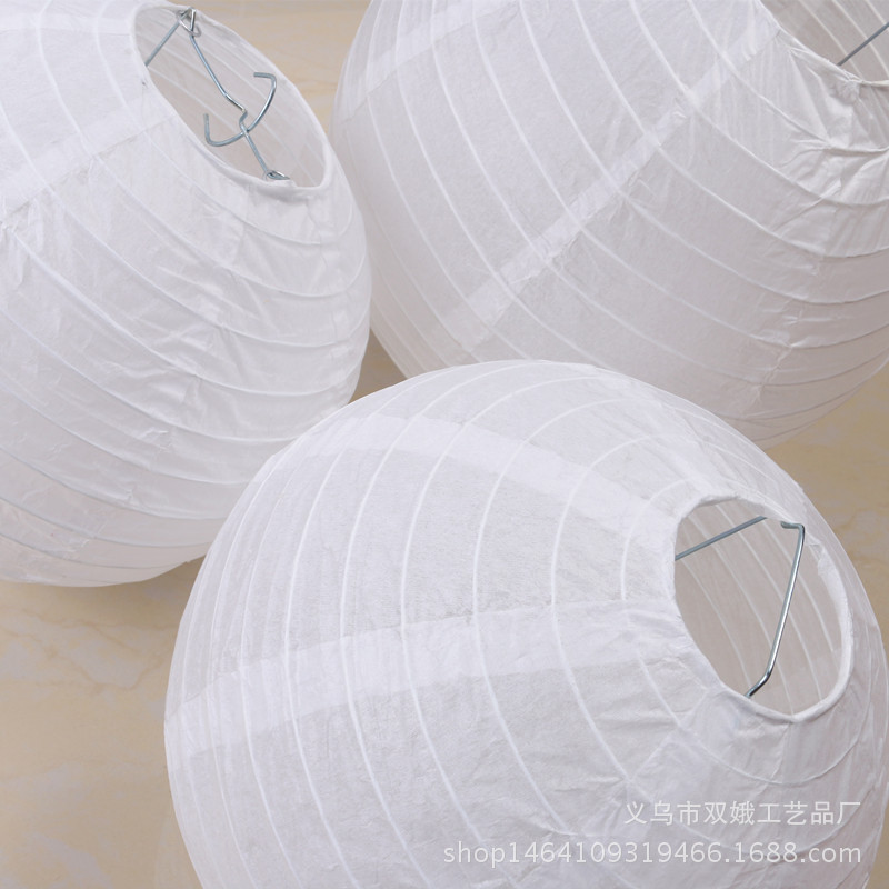 White Chinese Lantern Wholesale round Wedding Lantern Children's Painting DIY Lantern Cross-Border Paper Lamp Shade Lighting