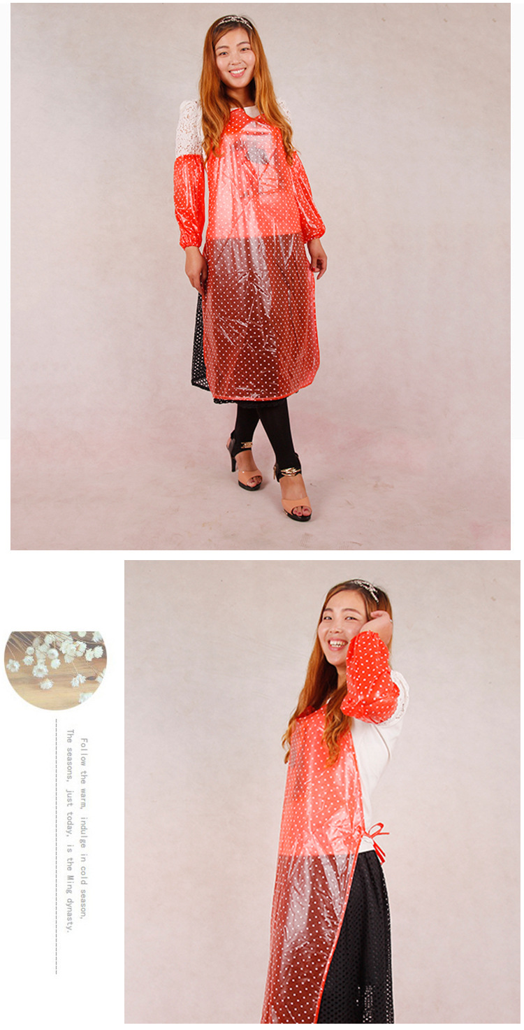 慧祥雨衣防水防油防污抗硬化围裙纯胶水晶花透明点料围裙袖