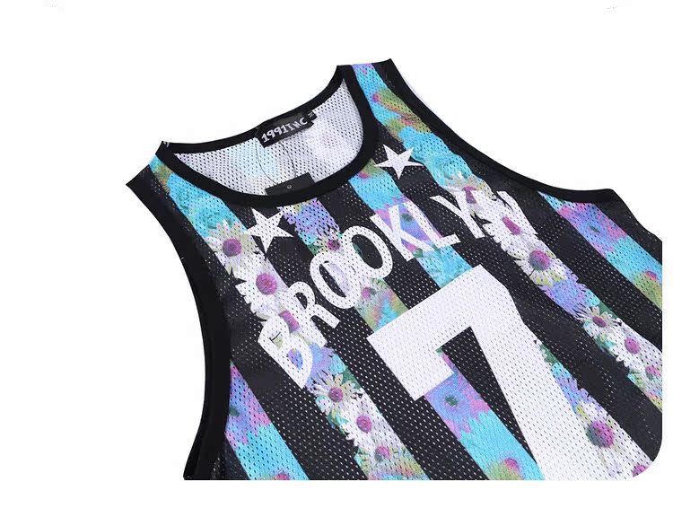 7号nba球服条纹3d个性印花外贸速卖通ebay网格透气圆领男女背心