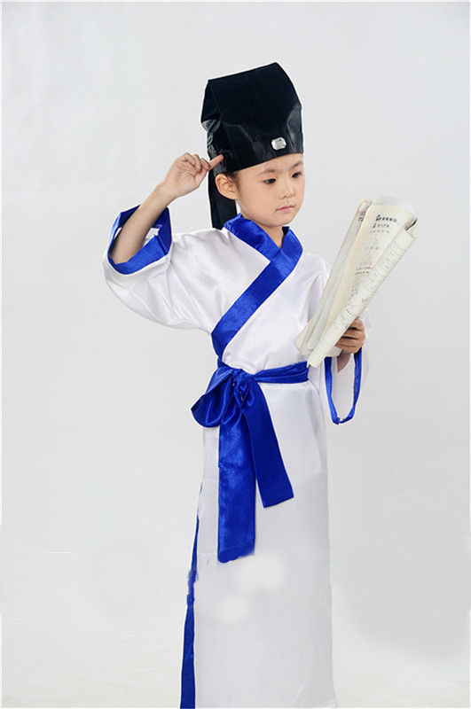 元旦装书童演出服装儿童唐装古代汉服演出服