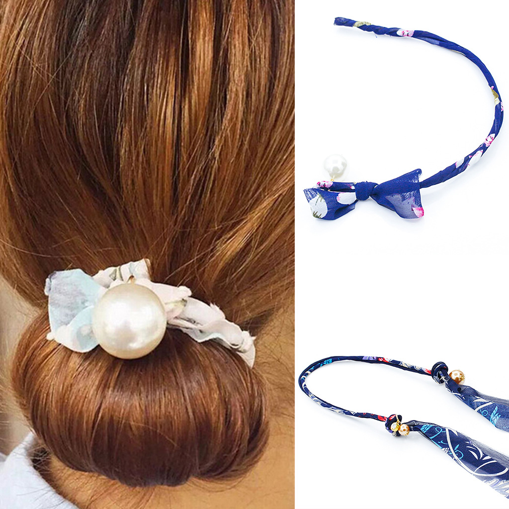 韩版发饰珍珠蝴蝶结碎花盘发器 丸子花苞盘发棒 2元批发地摊货