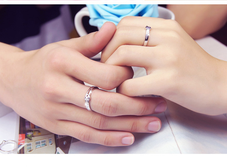 s925银情侣对戒简约戒指日韩活口永结同心饰品指环生日礼物批发