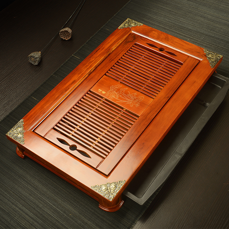 柯木茶盘 厂家直销功夫茶具茶台 排水式茶海 批发定制实木