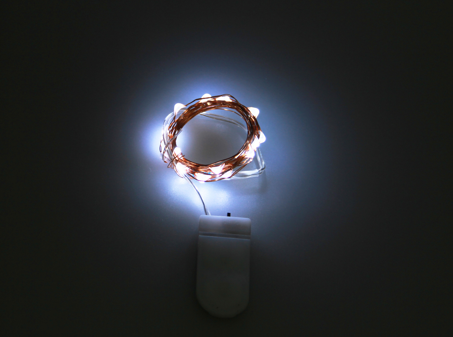 批发纽扣电池灯串灯 2米20灯 防水led铜线灯串 cr2032迷你电池盒