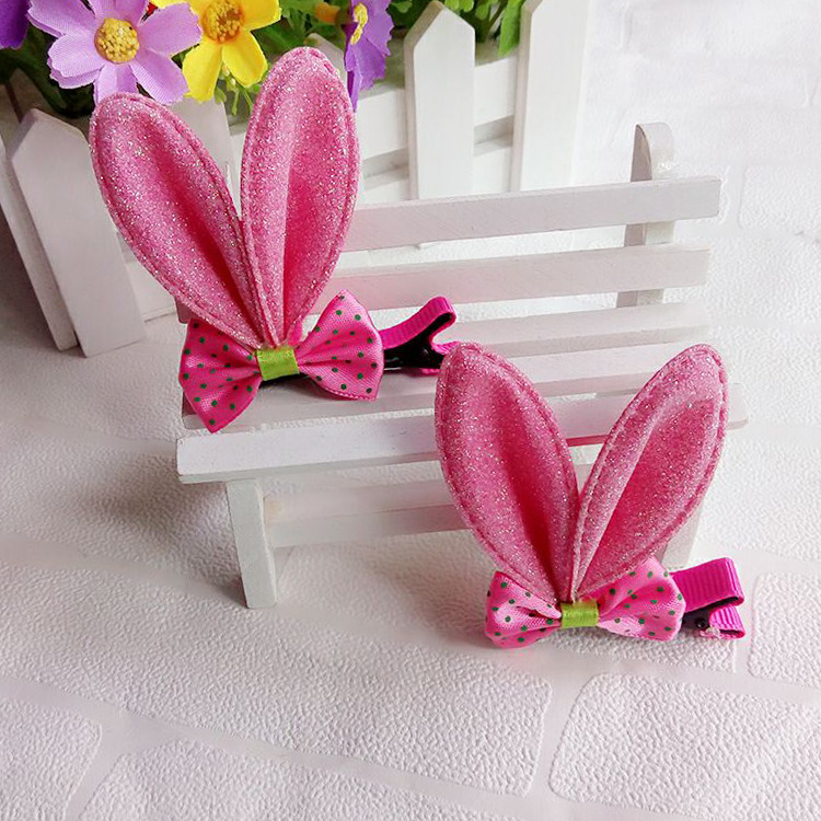 儿童宝宝头花可爱bb夹兔耳朵立体对夹鸭嘴夹发夹子2元店批发