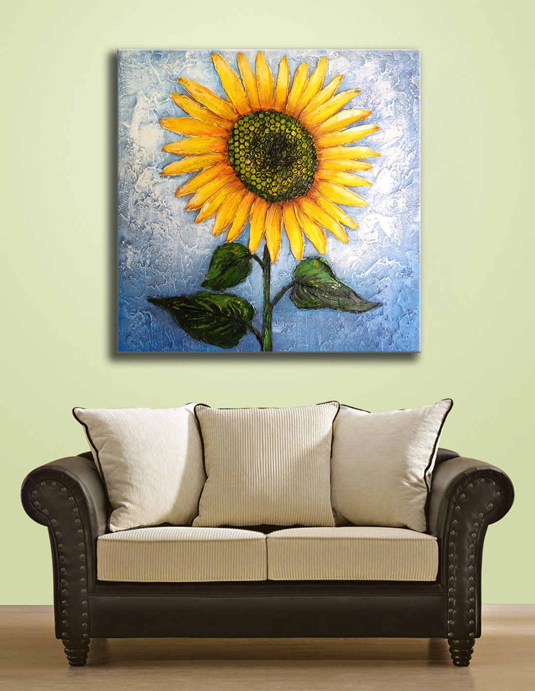 原创纯手绘油画太阳花 酒店 餐厅宾馆无框挂画 厚机理丙烯装饰画