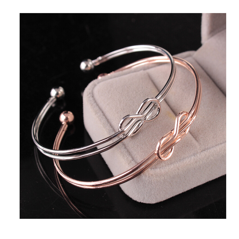 潮搭女流行新款2018新款个性打结蝴蝶结铁丝双层手镯手环义乌饰品