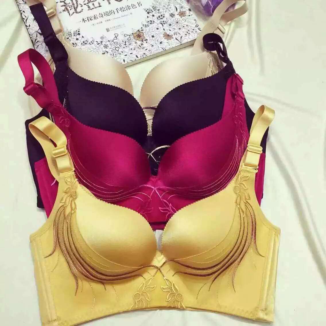 凤凰刺绣文胸 美背调整型胸罩 刺绣女士内衣 收副乳小胸聚拢文胸