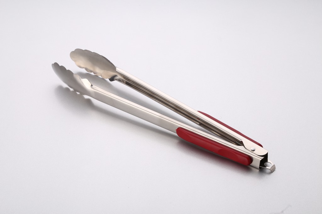 经典红塑柄食品夹面包夹烧烤夹自助餐夹