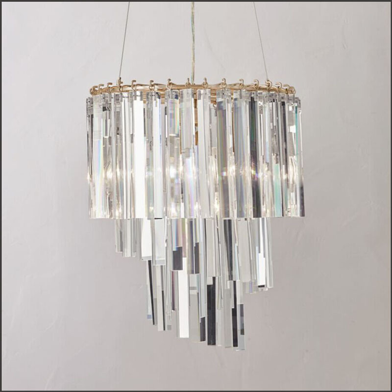 美式乡村复古简约餐厅水晶竖条玻璃吊灯地中海样板卧室房创意吊灯