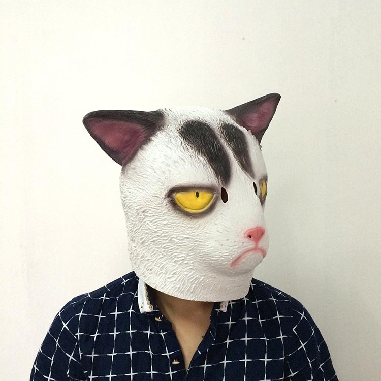 万圣节喵星人头套 动物面具猫咪面具不爽猫妖生气猫面具厂家批发