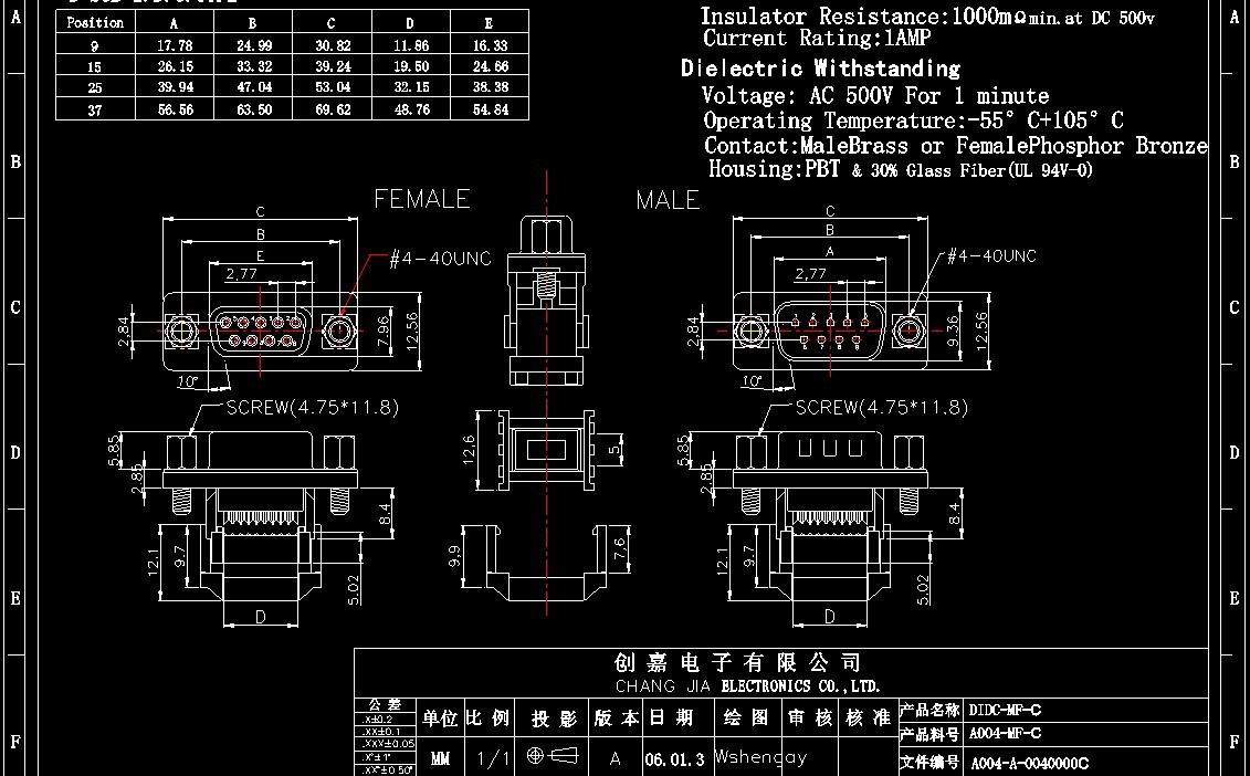 didc-db25公头蓝胶黑胶免焊压排线接头刺破式串口针孔外扣三件式