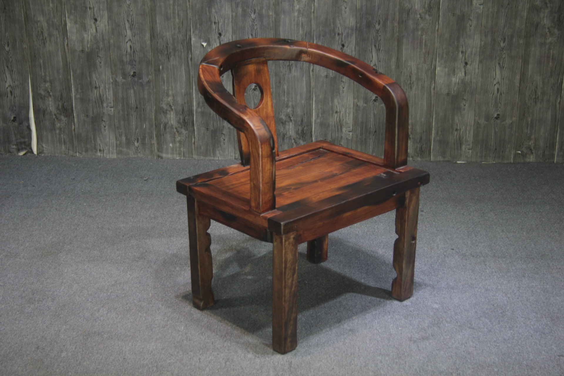 老船木家具 船木茶台 船木靠背椅明清椅子茶台茶几套装主人位