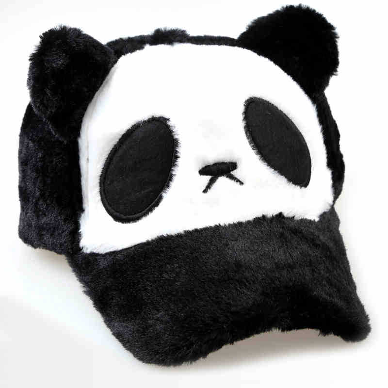 厂家批发韩版细毛绒熊猫棒球帽 儿童亲子棒球帽 女秋冬棉棒球帽