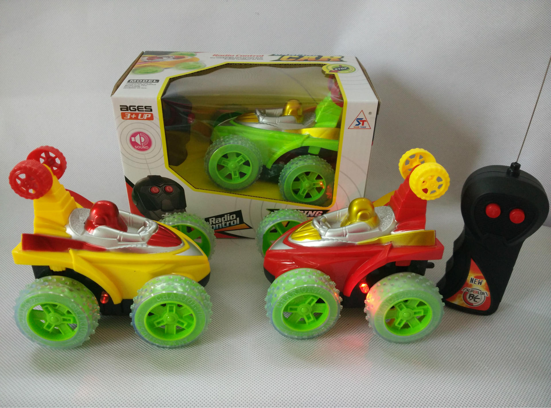 厂供外贸二通遥控翻斗车带灯光音乐翻斗杂技车儿童益智玩具车