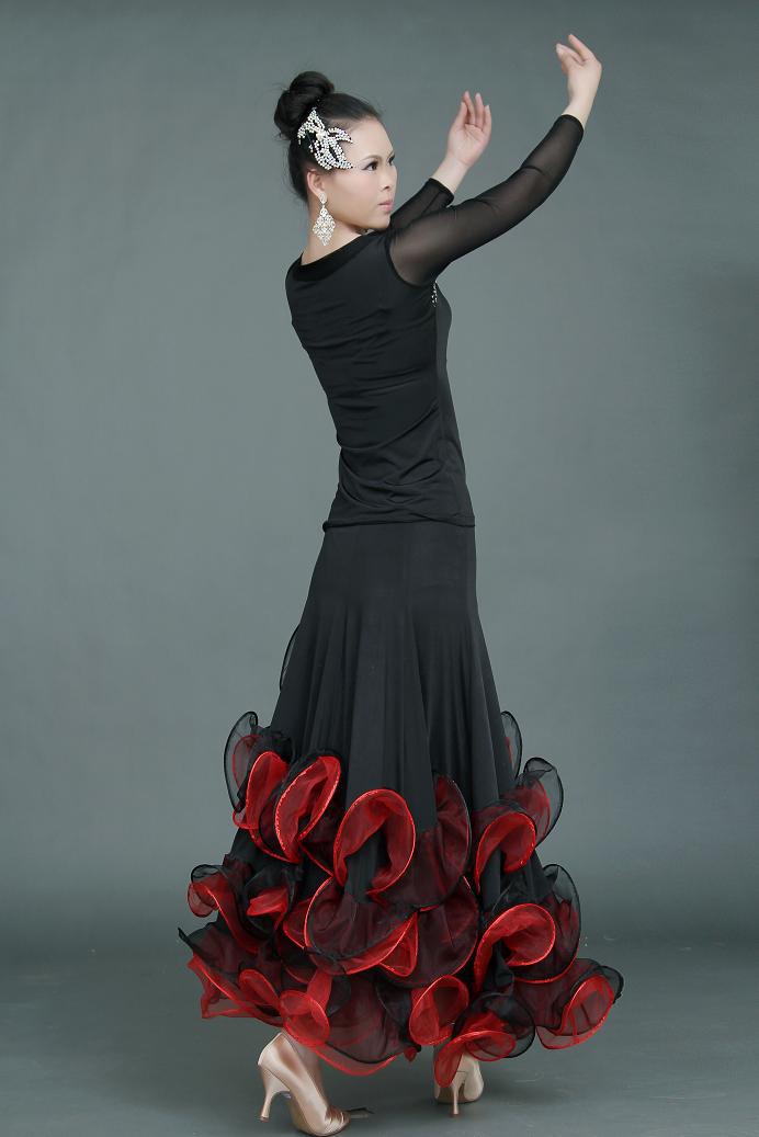 2016新款摩登舞裙大摆练习裙 华尔兹国标舞裙 广场集体舞服装