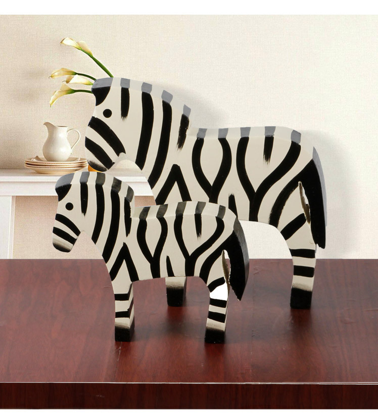 彩绘斑马木质手工艺品 创意婚庆家居饰品摆