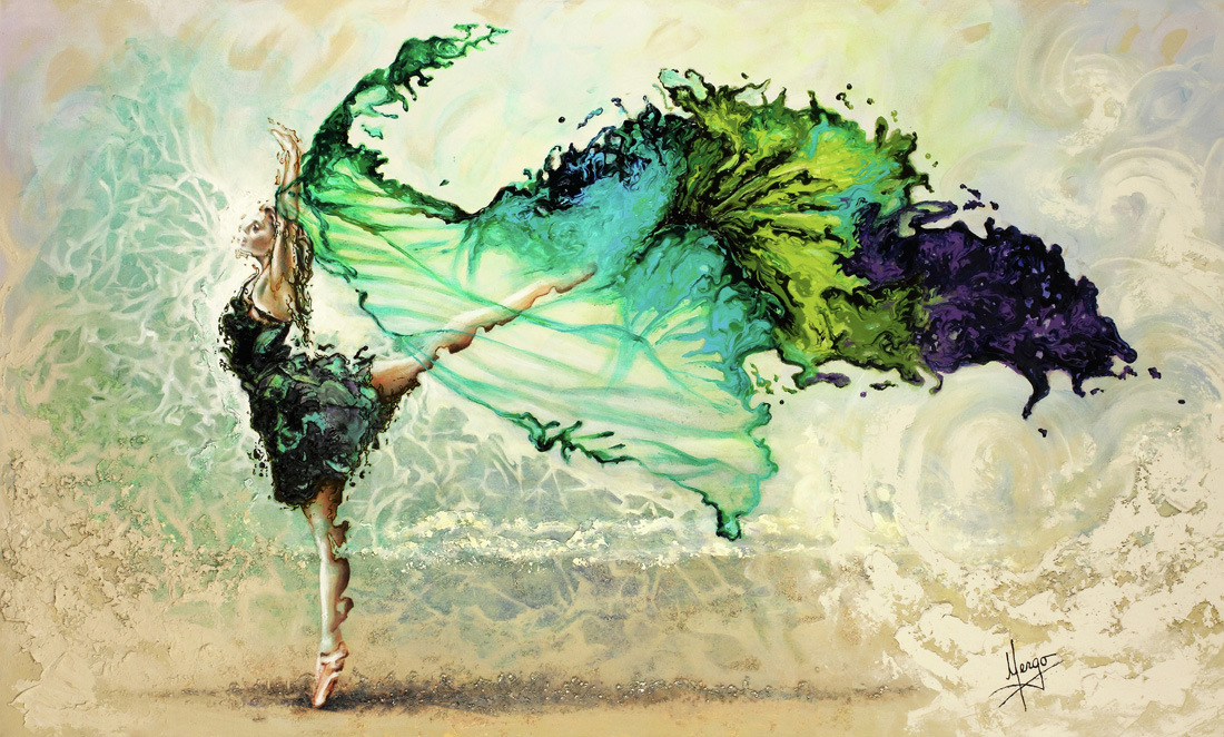 厂家批发水墨舞蹈炫彩装饰画现代简约沙发背景墙客厅无框三联画