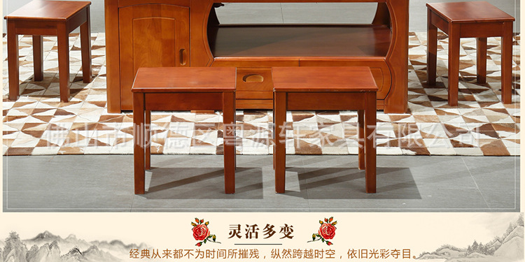 实木茶几 橡胶木功夫桌 实木功夫茶几 仿古家具纯实木茶台J19