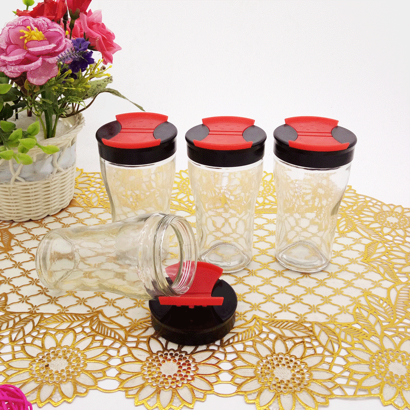 厂家直销厨房玻璃组合套装创意椒盐瓶玻璃胡椒粉鸡精孜然玻璃瓶