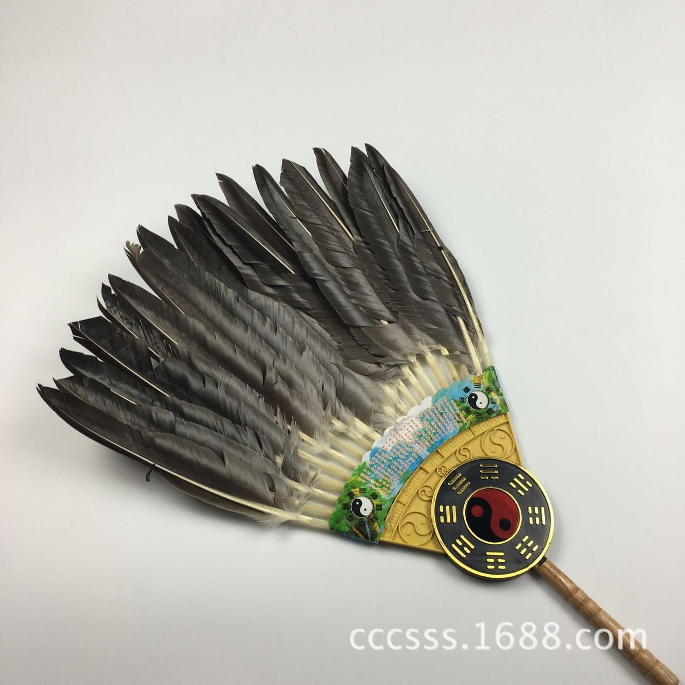 厂家直销大号带包装诸葛孔明扇 羽毛扇八卦鹅毛扇 旅游纪念品批发