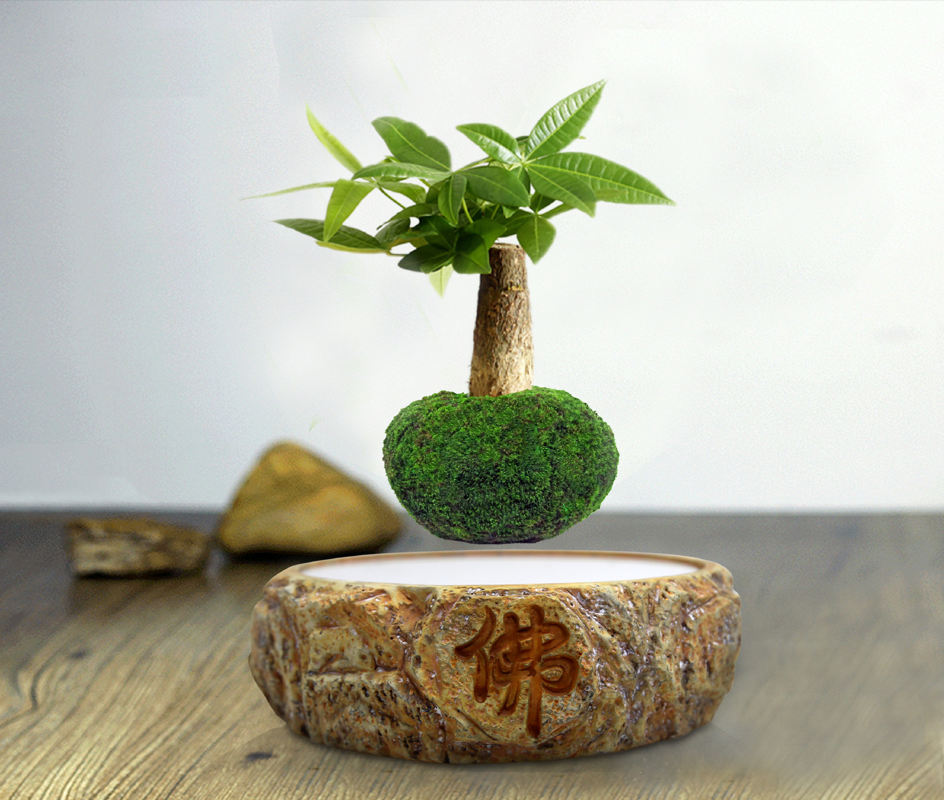 磁悬浮植物 磁悬浮高档创意礼品负离子石头