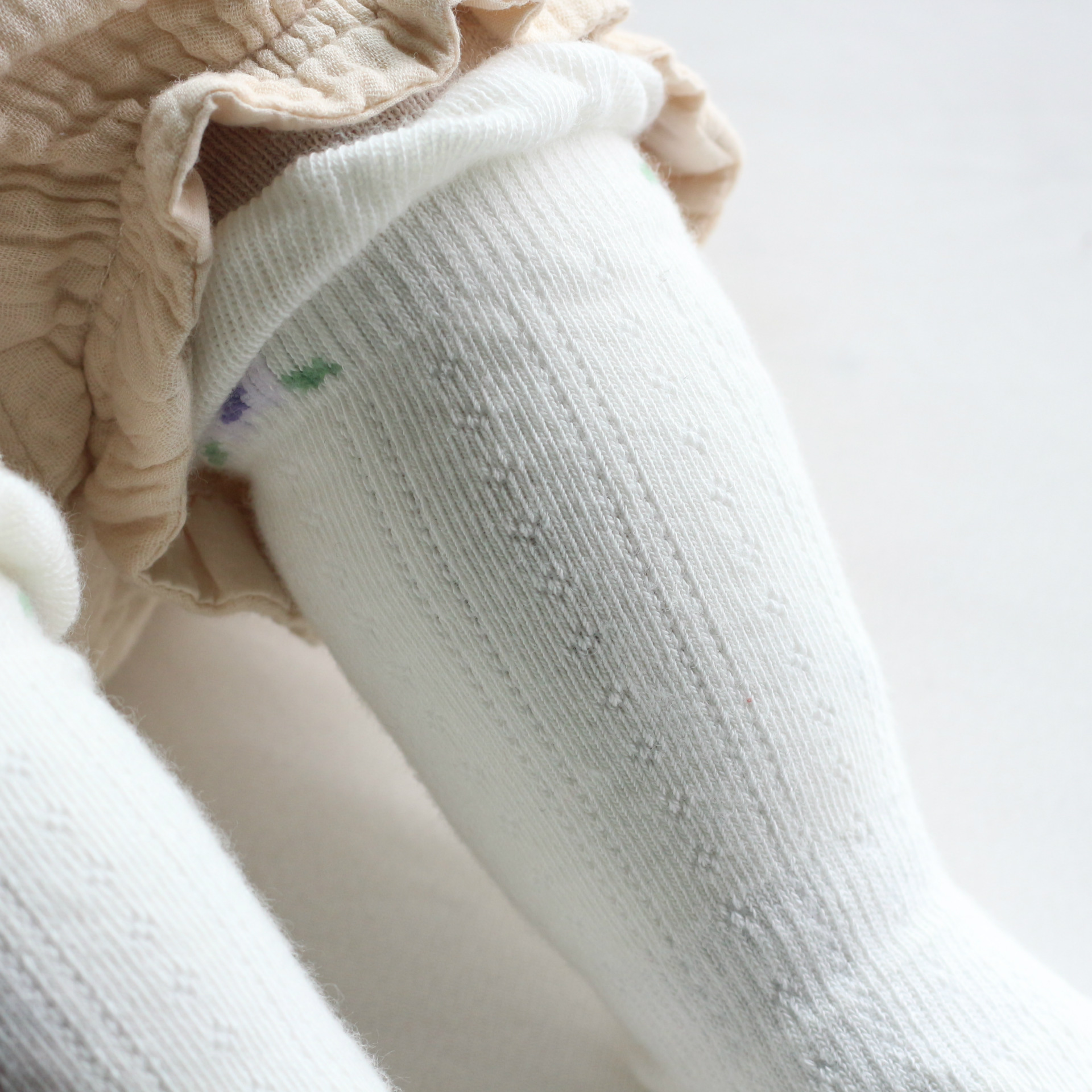 足月月宝宝松口长筒袜过膝纯棉暗花宝宝袜婴儿袜春秋短筒袜