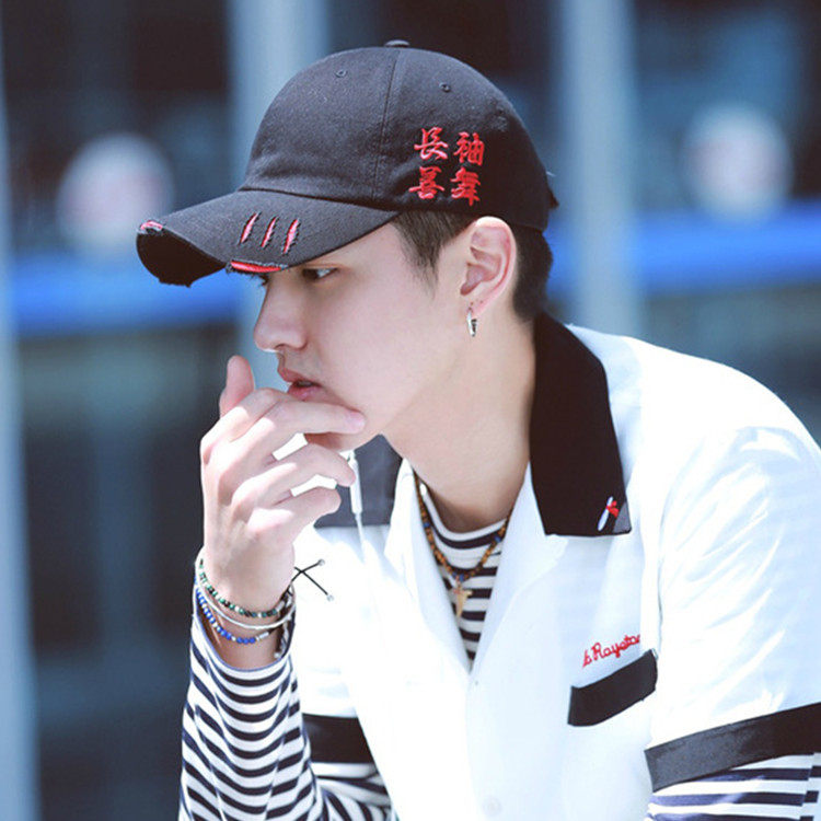 吴亦凡同款破洞长袖善舞棒球帽街头嘻哈帽子韩版鸭舌帽遮阳夏男女